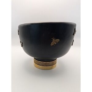 Vintage Italian Matte Black Ceramic Bee Bowl  Limited Edition 95/300 Signed